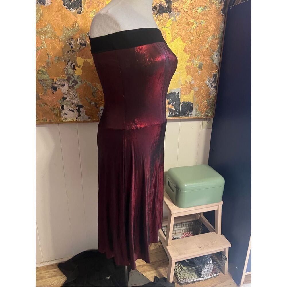 Designs for Dance by Weissman Strapless Iridescent Red Jumpsuit XL - Picture 2 of 6